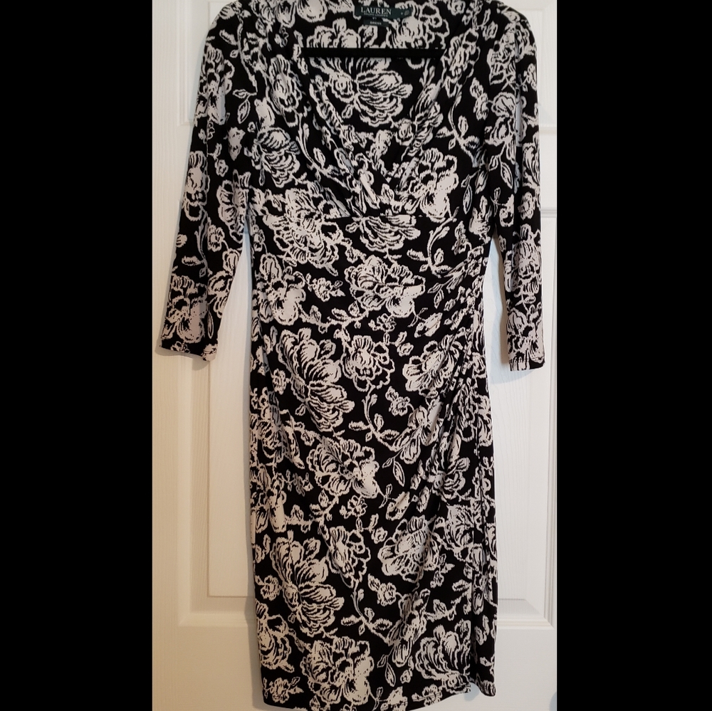 LRL Floral Faux Wrap Dress Size 6